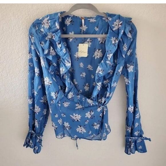 Free People Amanda Ruffle Top in Cool Combo - Picture 10 of 13
